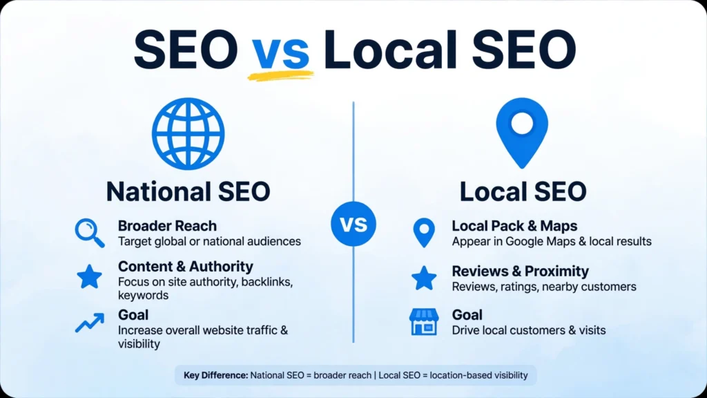 SEO vs Local SEO: what's the difference, 2026 guide